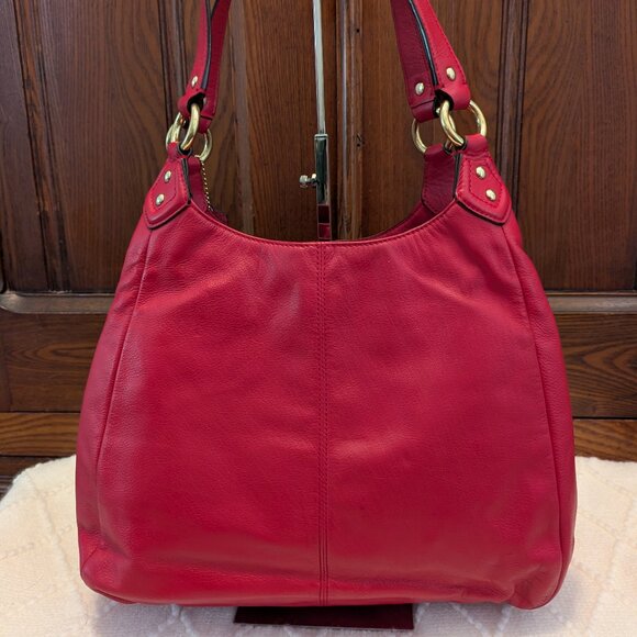 Coach Campbell Leather Hobo Bag Red F24686 - Picture 3 of 14